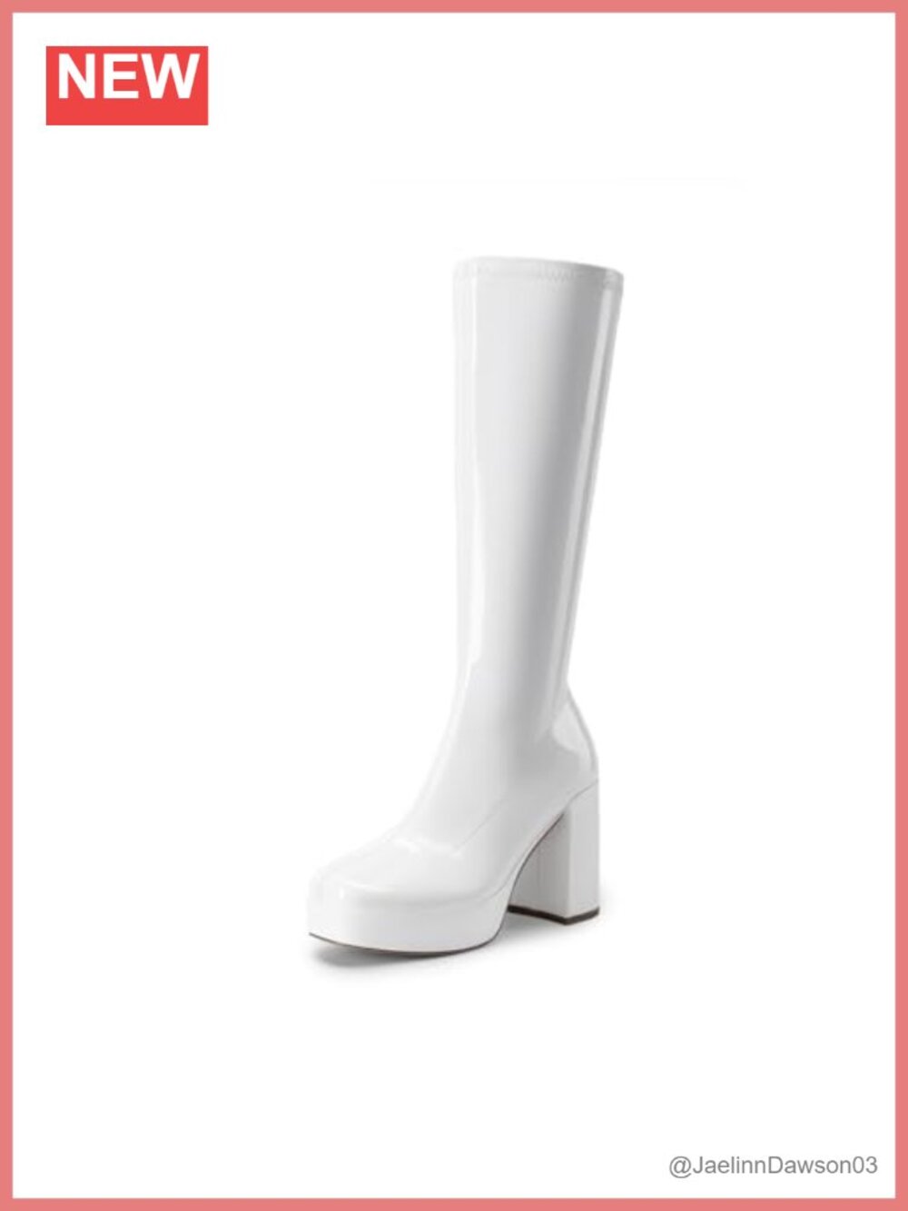 Gogo Knee High Chunky Heel Boots Square Toe Vegan Leather Platform Zip